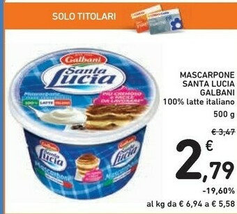 Conad Galbani Mascarpone Santa Lucia 500 G(ml) offerta