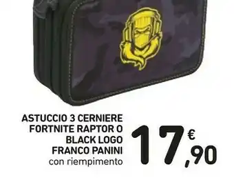 Conad Franco cosimo panini editore Astuccio 3 Cerniere Fortnite Raptor O Black Logo Franco Panini offerta