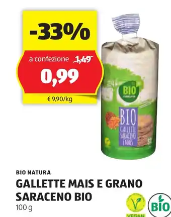 ALDI BIO NATURA GALLETTE MAIS E GRANO SARACENO BIO 100 g offerta