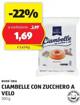ALDI BUON'ORA CIAMBELLE CON ZUCCHERO A VELO 300 g offerta