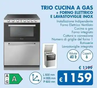 MD Discount TRIO CUCINA A GAS + FORNO ELETTRICO E LAVASTOVIGLIE INOX offerta