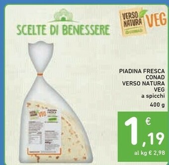 Conad Conad - Piadina Fresca A Spicchi Senza Conservanti Veg Verso Natura 400 G(ml) offerta