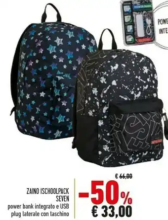 Conad Superstore Seven Zaino Ischoolpack Black & White offerta