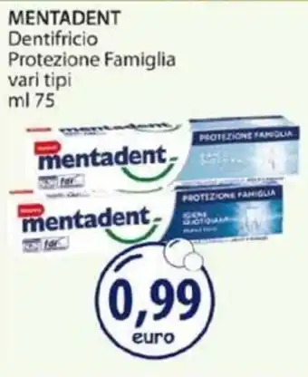 Acqua & Sapone MENTADENT Dentifricio Protezione Famiglia vari tipi ml 75 offerta