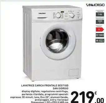 Conad SanGiorgio SES710D Lavatrice Libera Installazione Caricamento Frontale Bianco 7 Kg 1000 Giri/min A++ offerta