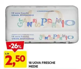 DPiù 18 UOVA FRESCHE MEDIE offerta
