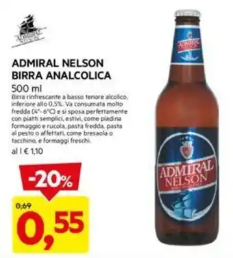 DPiù ADMIRAL NELSON BIRRA ANALCOLICA 500 ml offerta