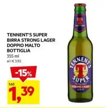 DPiù TENNENT'S SUPER BIRRA STRONG LAGER DOPPIO MALTO BOTTIGLIA 355 ml offerta
