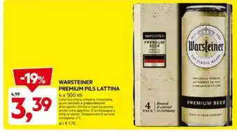 DPiù WARSTEINER PREMIUM PILS LATTINA 4 x 500 ml offerta