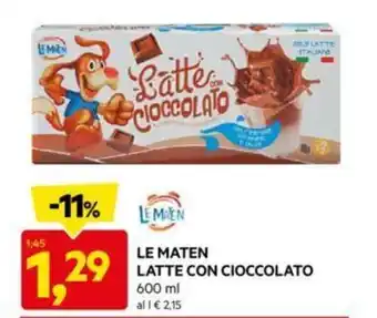 DPiù LE MATEN LATTE CON CIOCCOLATO 600 ml offerta