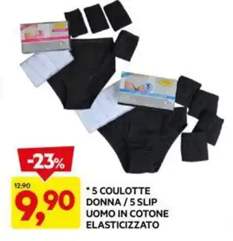 DPiù 5 COULOTTE DONNA/5 SLIP UOMO IN COTONE ELASTICIZZATO offerta