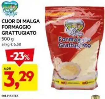 DPiù CUOR DI MALGA FORMAGGIO GRATTUGIATO 500 g offerta