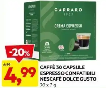 CAFFÈ 30 CAPSULE ESPRESSO COMPATIBILI NESCAFE DOLCE GUSTO 30 x 7 g
