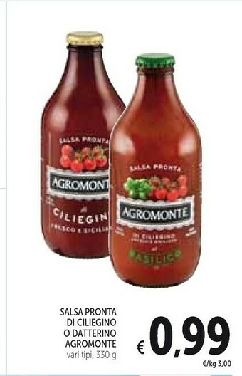 Conad Agromonte Salsa Pronta Di Ciliegino Peperoncino 330 G(ml) offerta