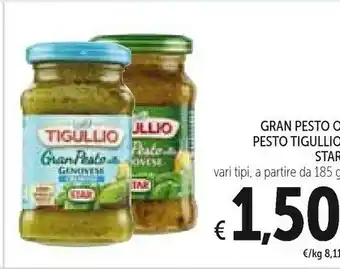 Conad Star Tigullio Gran Pesto Pomodori Secchi E Pistacchi 190 G(ml) offerta