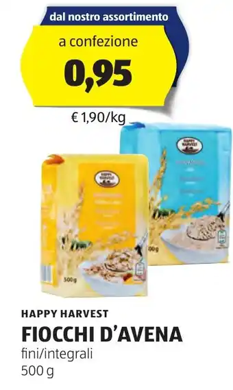ALDI HAPPY HARVEST FIOCCHI D'AVENA fini/integrali 500 g offerta