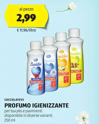 ALDI COCCOLATEVI PROFUMO IGIENIZZANTE per bucato e pavimenti disponibile in diverse varianti 250 ml offerta