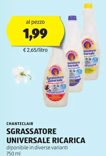 ALDI CHANTECLAIR SGRASSATORE UNIVERSALE RICARICA 750 ml offerta