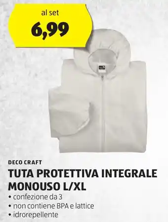 ALDI DECO CRAFT TUTA PROTETTIVA INTEGRALE MONOUSO L/XL offerta