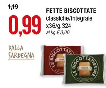 Hardis FETTE BISCOTTATE classiche/integrale x36/g.324 offerta