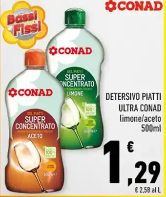 Conad DETERSIVO PIATTI ULTRA CONAD limone/aceto 500ml offerta