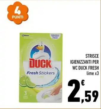 Conad STRISCE IGIENIZZANTI PER WC DUCK FRESH lime x3 offerta