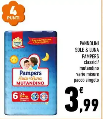 Conad PANNOLINI SOLE & LUNA PAMPERS classici/ mutandino varie misure pacco singolo offerta