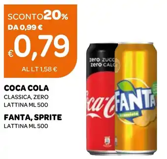 Ekom COCA COLA CLASSICA, ZERO LATTINA ML 500 FANTA, SPRITE LATTINA ML 500 offerta