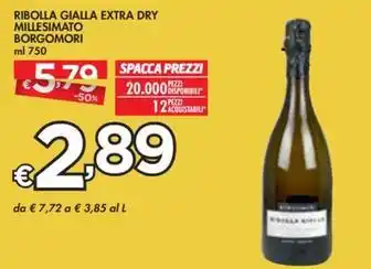 RIBOLLA GIALLA EXTRA DRY MILLESIMATO BORGOMORI ml 750