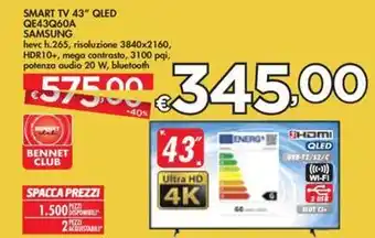 Bennet SMART TV 43" QLED QE43Q60A SAMSUNG offerta