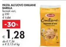 Bennet PASTA ALL'UOVO EMILIANE BARILLA formati vari, offerta