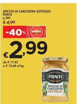 Bennet SPICCHI DI CARCIOFINI SOTTOLIO PONTI g 280 offerta