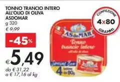 Bennet TONNO TRANCIO INTERO ALL'OLIO DI OLIVA ASDOMAR offerta