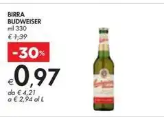Bennet BIRRA BUDWEISER ml 330 offerta