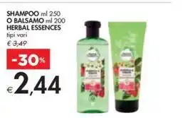 Bennet SHAMPOO ml 250 O BALSAMO ml 200 HERBAL ESSENCES tipi vari offerta