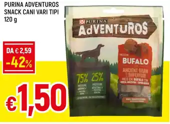 Famila PURINA ADVENTUROS SNACK CANI VARI TIPI 120 g offerta