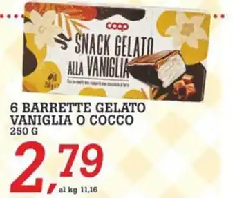 Coop Superstore 6 BARRETTE GELATO VANIGLIA O COCCO 250 G offerta