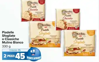 Carrefour Piadelle Sfogliate o Classiche Mulino Bianco 330 g offerta