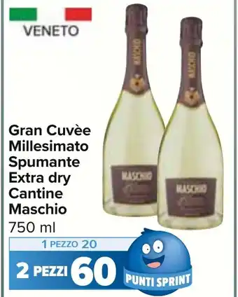 Carrefour Gran Cuvèe Millesimato Spumante Extra dry Cantine Maschio 750 ml offerta