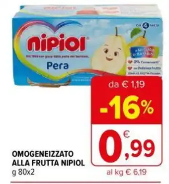 Iperal OMOGENEIZZATO ALLA FRUTTA NIPIOL g 80x2 offerta