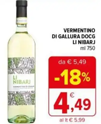 Iperal VERMENTINO DI GALLURA DOCG LI NIBARJ ml 750 offerta