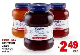 Metro CONFETTURE ZUEGG vaso 700 g offerta