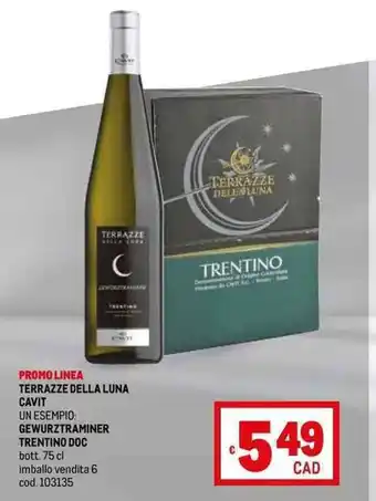 Metro TERRAZZE DELLA LUNA CAVIT GEWURZTRAMINER TRENTINO DOC bott. 75 cl offerta