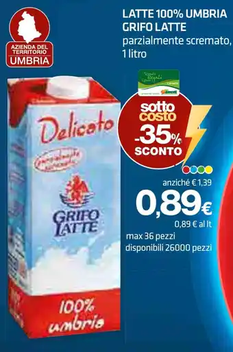 Superconti LATTE 100% UMBRIA GRIFO LATTE parzialmente scremato, 1 litro offerta
