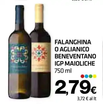 Superconti FALANGHINA O AGLIANICO BENEVENTANO IGP MAIOLICHE 750 ml offerta
