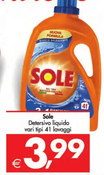 Deco Supermercati Sole Detersivo liquido vari tipi 41 lavaggi offerta