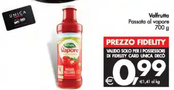 Deco Supermercati Valfrutta Passata al vapore 700 g offerta