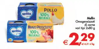 Deco Supermercati Mellin Omogeneizzati di carne vari tipi 2x80 g offerta