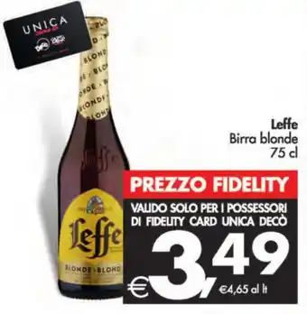 Deco Supermercati Leffe Birra blonde 75 cl offerta