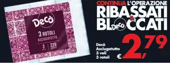 Deco Supermercati Decò Asciugatutto 3 veli 3 rotoli offerta